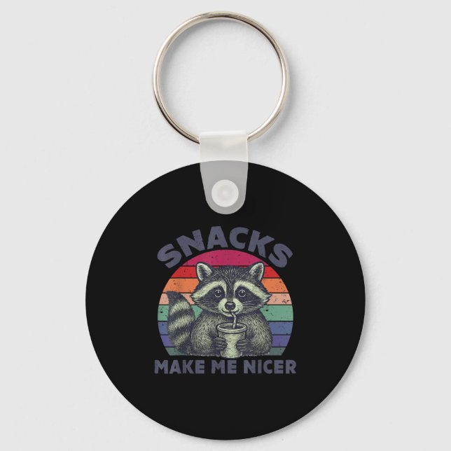 Porte-clés Snacks Make Me Nicer Raccoon Animal Sarcastic Sayi (Recto)