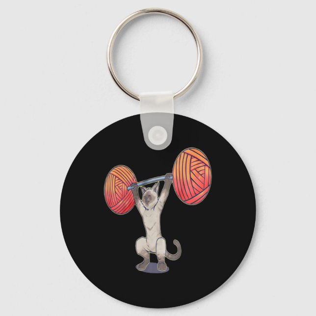 Porte-clés Snatation olympique Siamese Chat Poids Bodybuild (Recto)