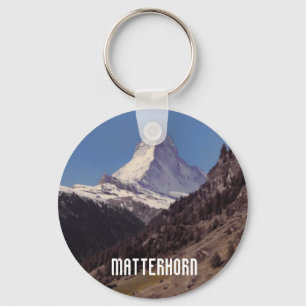 Porte-clés Snow on Matterhorn Blue Sky Alpine Forest Keyring