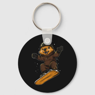 Porte-clés Snowboard Animaux - Castor Sur Snowboard Snowbo
