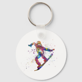 Porte-clés Snowboard en aquarelle