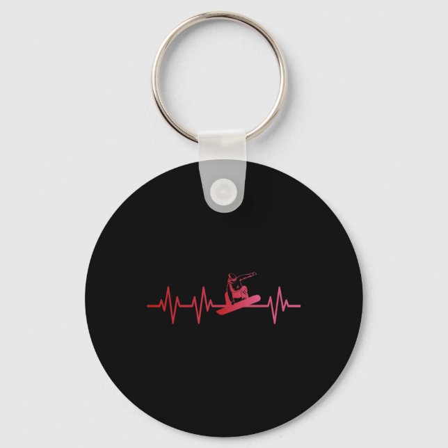 Porte-clés Snowboard Heartbeat 80s 90s Retro Winter Snowboard (Recto)