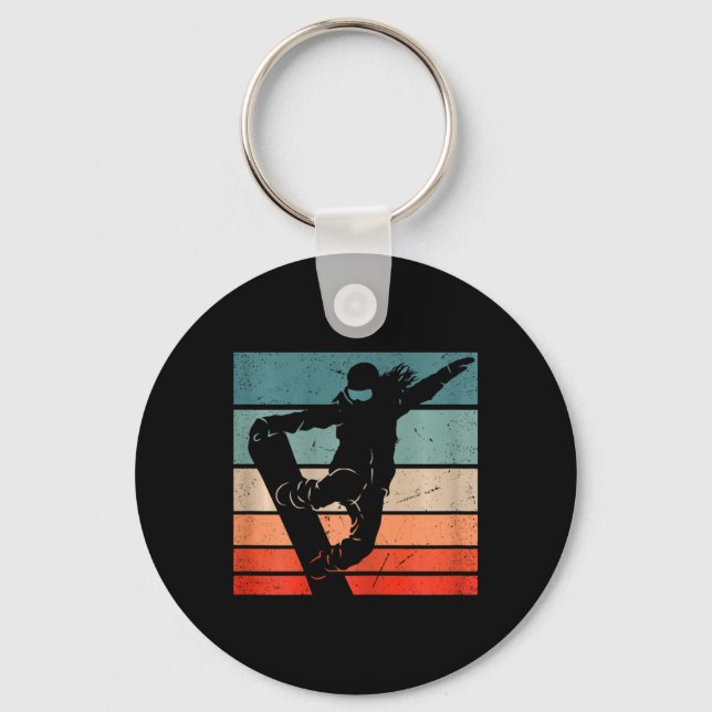 Porte-clés Snowboard Mountains Ski Slope Retro Snowboard (Recto)