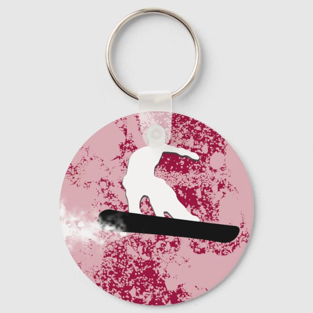 Porte-clés snowboard. piste en poudre. (Recto)