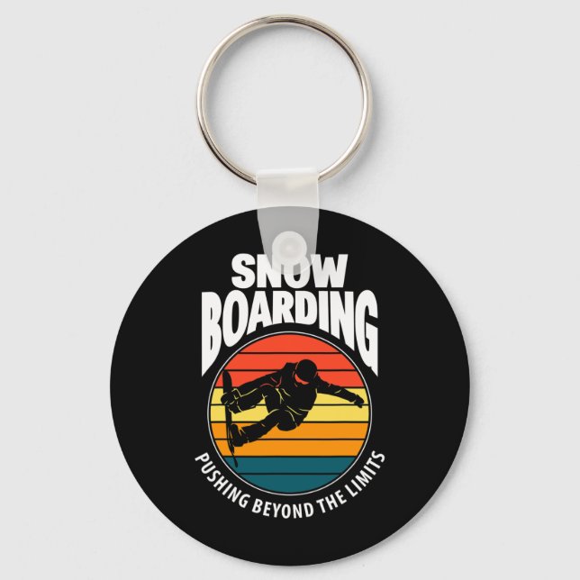 Porte-clés Snowboard Poussant Au-Delà Des Limites Drôle Neige (Recto)