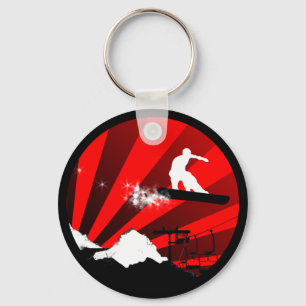 Porte-clés snowboard. rouge.