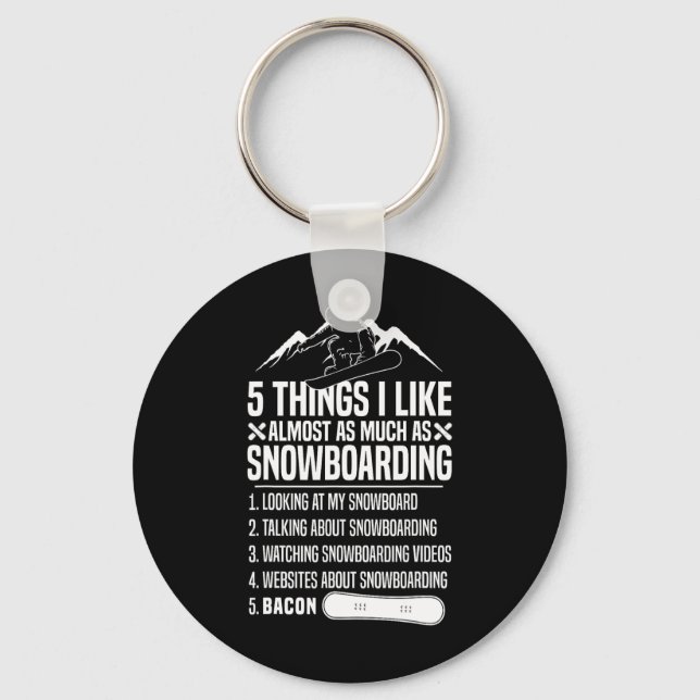 Porte-clés Snowboard Snowboard Bacon 5 choses que j'aime Almo (Recto)