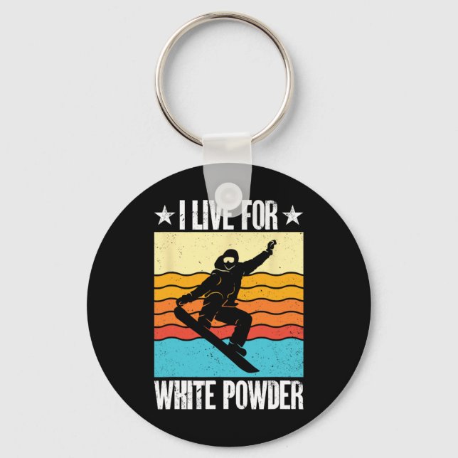 Porte-clés Snowboard Snowboard Équipement Je Vis Pour White P (Recto)