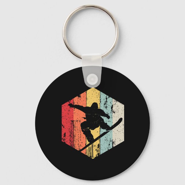 Porte-clés Snowboard Style Rétro Snowboardeur (Recto)
