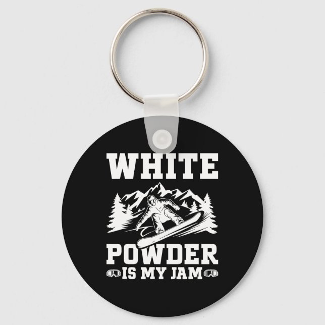 Porte-clés Snowboard White Powder Snow Winter Snowboard (Recto)