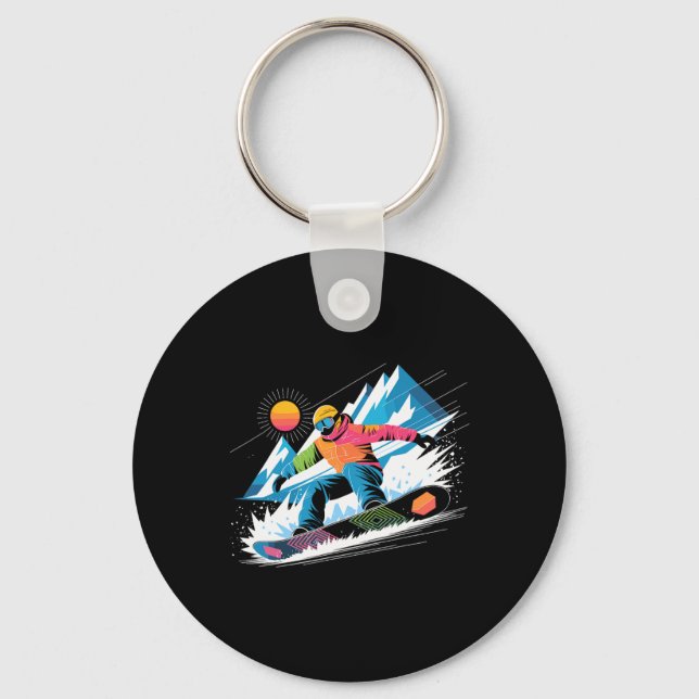Porte-clés Snowboarder Explorez Les Pistes Snowboard Lover (Recto)