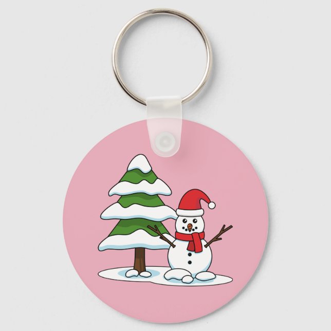Porte-clés Snowman avec Snowman Pine Tree (Recto)