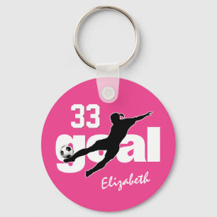 Porte-clés soccer fille rose chaud ou toute couleur personnal