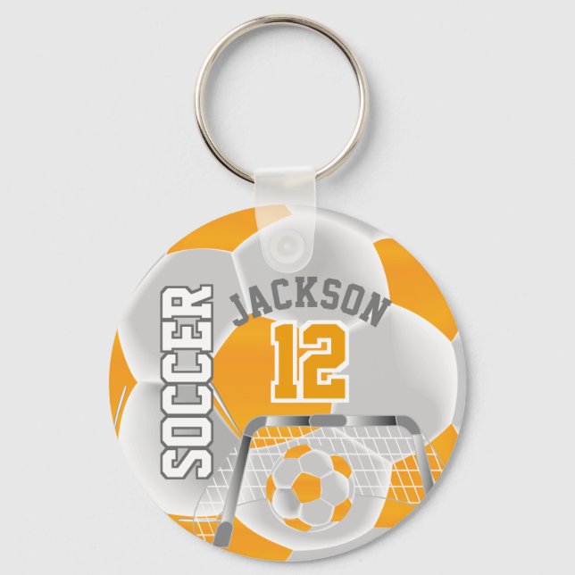 Porte-clés Soccer jaune or et blanc ⚽ balle sport (Recto)