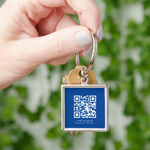 Porte-clés Social Media Business Logo QR Code Boutique Bleu
