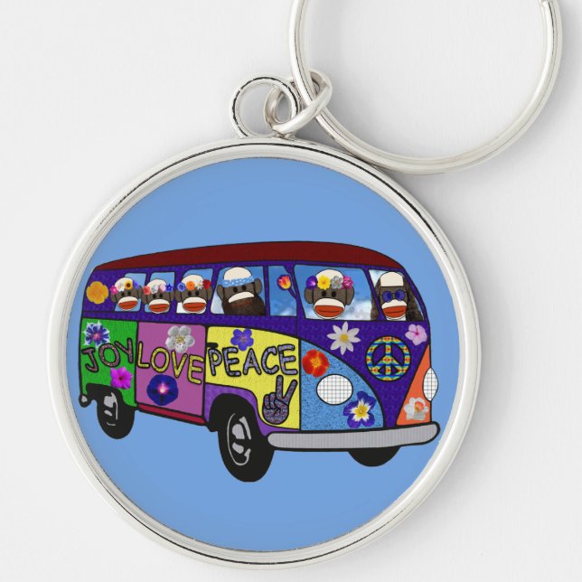 Porte-clés Sock Monkey Peace Bus (Devant)