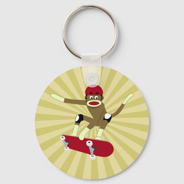 Porte-clés Sock Monkey Skateboarder (Recto)