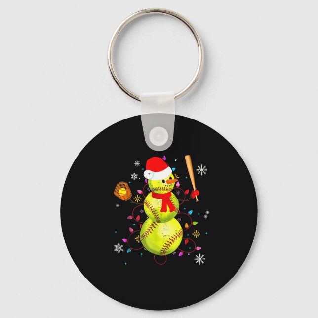 Porte-clés Softball Christmas Funny Softball Snowman Xmas  (Recto)
