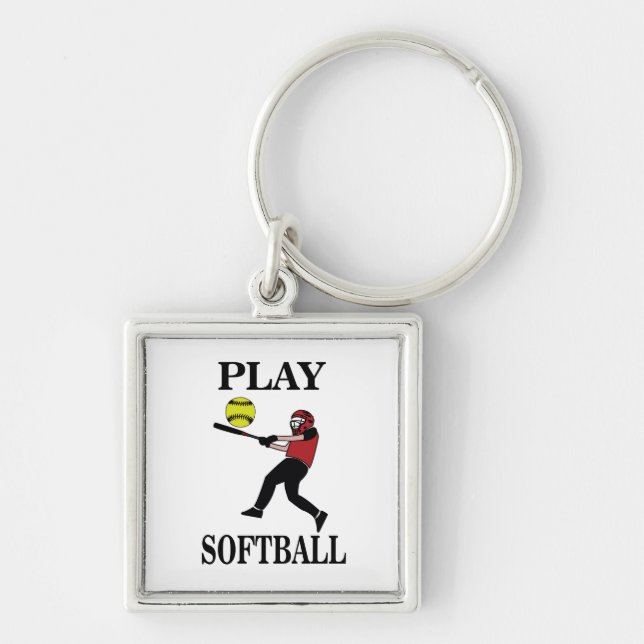 Porte-clés Softball Player Play Softball (Devant)