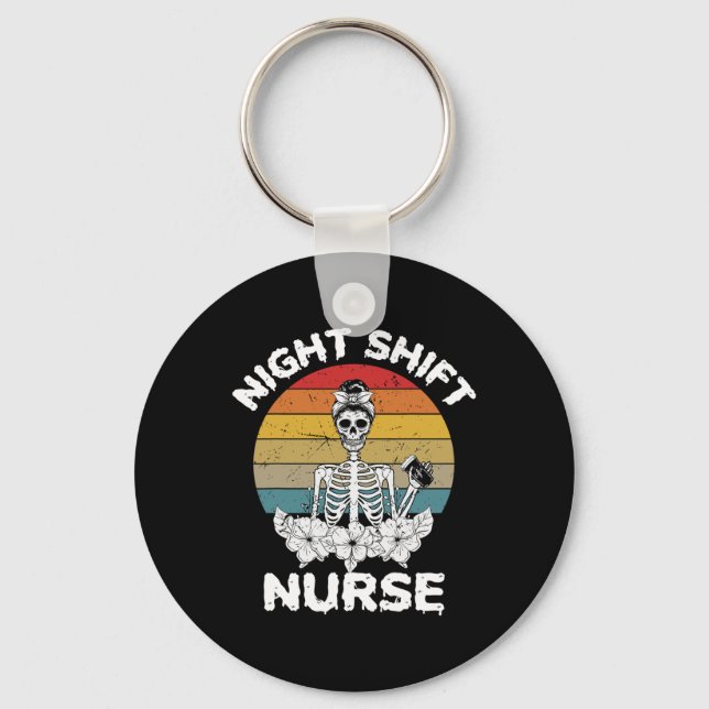 Porte-clés Soirée amusante Shift Nurse Skeleton Halloween Rn  (Recto)