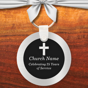 Porte-clés Soirée d'anniversaire de l'Église Noire et Argent