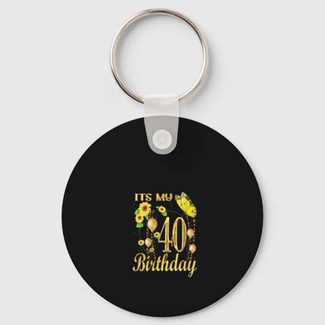 Porte-clés Son papillon de tournesol de mes 40 ans (Recto)