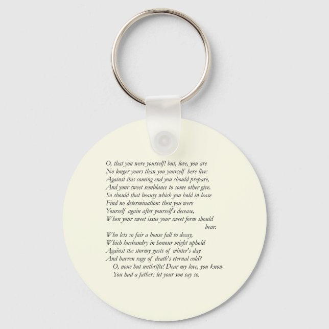 Porte-clés Sonnet # 13 par William Shakespeare (Recto)