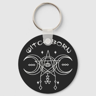 Porte-clés Sorcière Born Triple Lune Pentacle Star Witchcraft