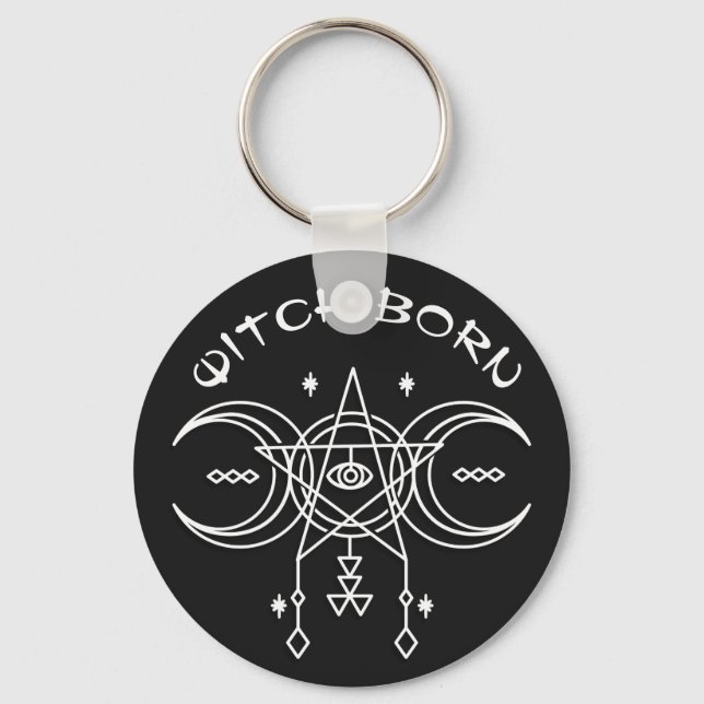 Porte-clés Sorcière Born Triple Lune Pentacle Star Witchcraft (Recto)