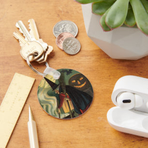 Porte-clés Sorcière Halloween Vintage remuant un chaudron mag