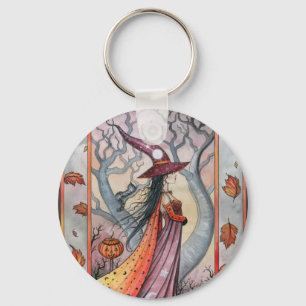 Porte-clés Sorcière Mystique d'Halloween par Molly Harrison