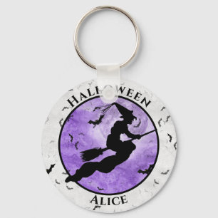 Porte-clés Sorcière noire volante d'Halloween Silhouette viol