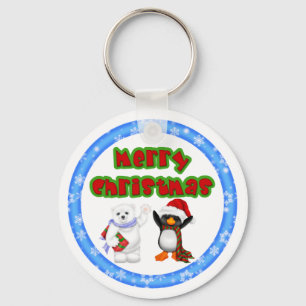 Porte-clés Souhait de pingouin et de Noël d'ours