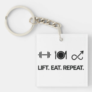 Porte-clés Soulever. Manger. Répéter. - Conception de Fitness