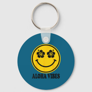 Porte-clés Sourire de fleur d'hibiscus aloha hawaii visage he
