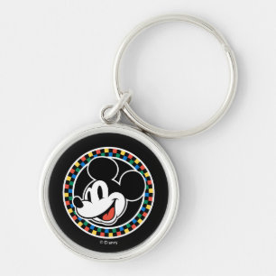Porte-clés Souris classique Retro Mickey À damiers coloré