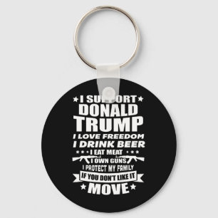 Porte-clés Soutenez Donald Trump I Love Freedom I Drink Beer