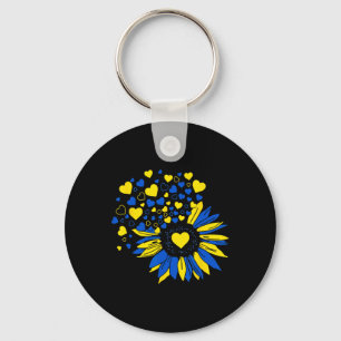 Porte-clés Soutenez l'Ukraine Tournesol Drapeau Ukrainien Cœu
