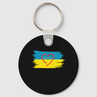 Porte-clés Soutenez Zalensky Drapeau Ukraine Cœur d'amour