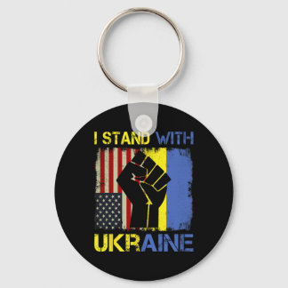 Porte-clés Soutenir l'Ukraine Je suis avec l'Ukraine Drapeau 