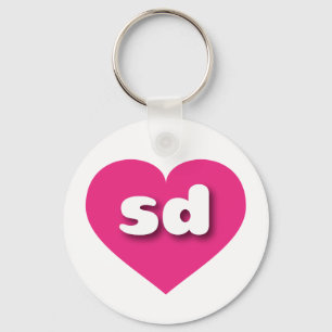 Porte-clés South Dakota coeur rose chaud - J'aime sd