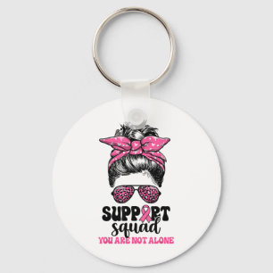 Porte-clés Soutien Squad Messy Bun Pink Warrior Cancer du sei
