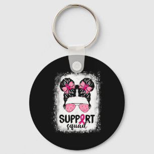 Porte-clés Soutien Squad Messy Bun Pink Warrior Cancer du sei