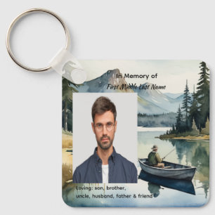 Porte-clés Souvenir commémoratif lac de pêche dans un bateau