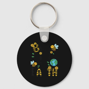 Porte-clés Soyez gentil avec la terre - jolies abeilles fleur