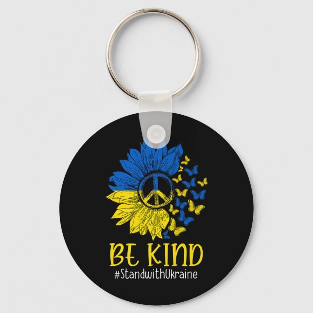 Porte-clés Soyez gentil Sunflower Peace Love Ukraine Stand Wi (Recto)