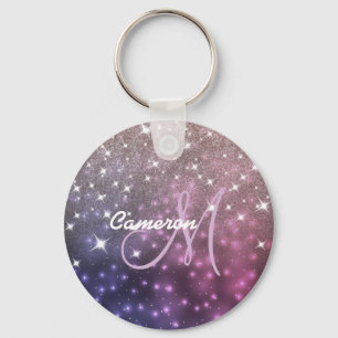 Porte-clés Space Galaxy Rose Parties scintillant or Sparkly M