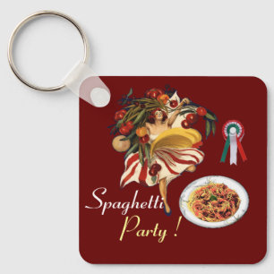 PORTE-CLÉS SPAGHETTI PARTY DANCE, CUISINE ITALIENNE ET TOMATE