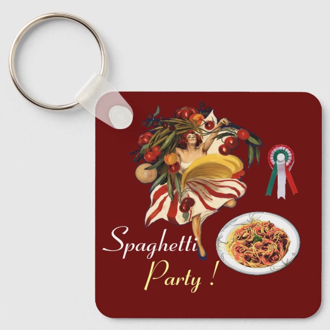 PORTE-CLÉS SPAGHETTI PARTY DANCE, CUISINE ITALIENNE ET TOMATE (Recto)