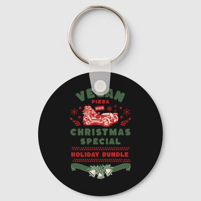 Porte-clés Spécial de Noël de la pizza végétale (Recto)